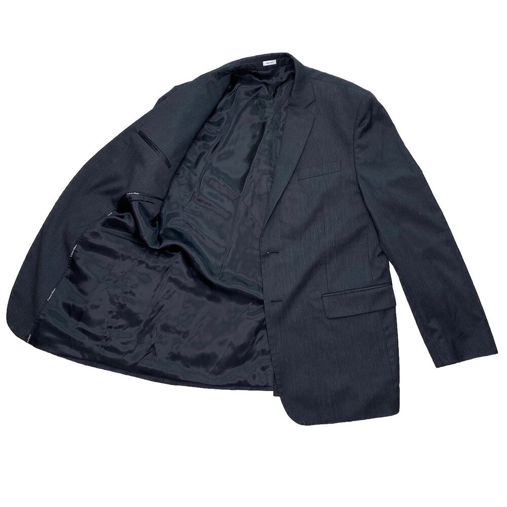 Calvin Klein Jacket Blazer Sport Coat XL Black (44/45) Pin Stripe Single Vented